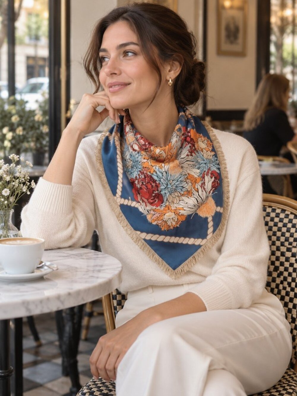 FRANCO FERRARI Silk FLORAL PRINT SCARF Multicolor